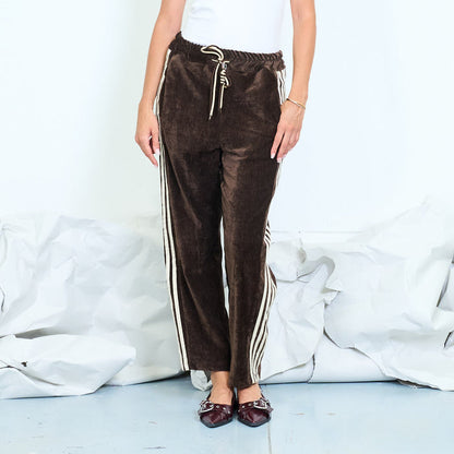 Side-stripe linen-blend trousers with drawstring waist wholesale