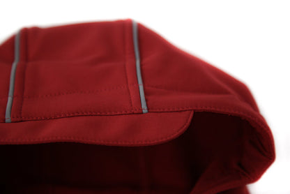 Close-up of waterproof breathable fabric – merlot softshell suit