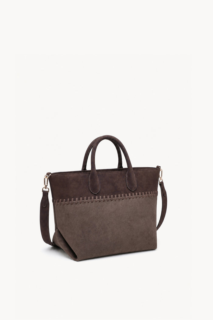 Stitched suede shopper bag wholesale