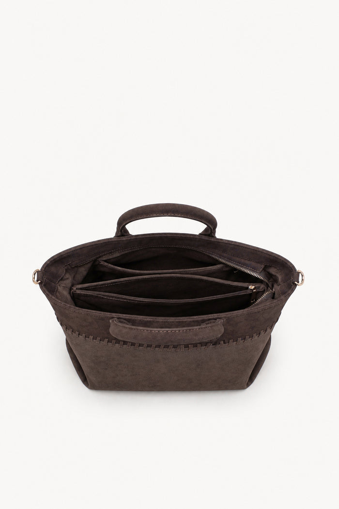 Stitched suede shopper bag wholesale