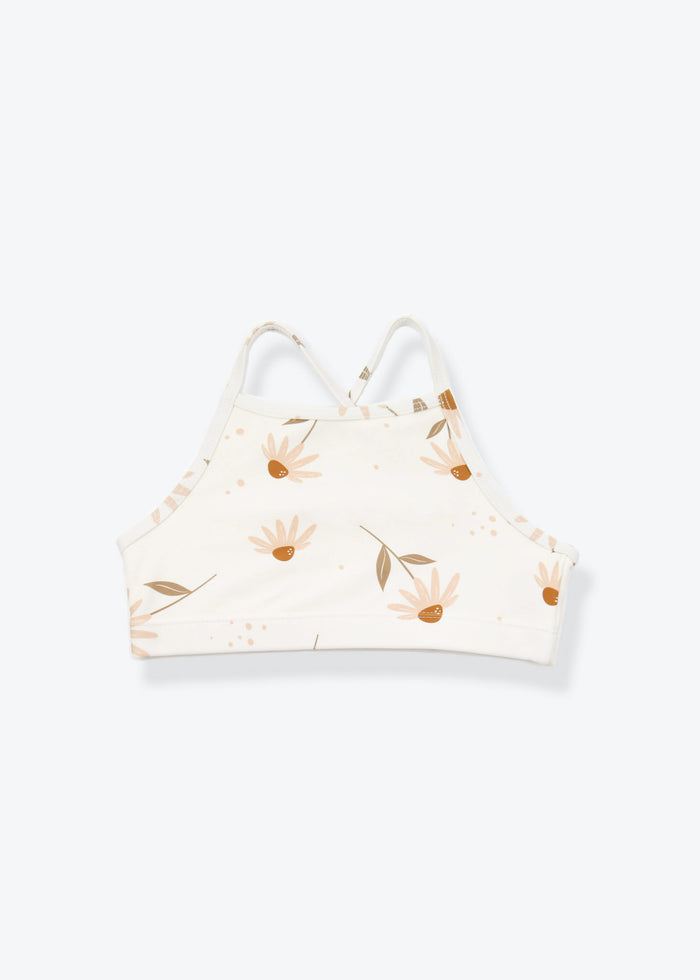 Girls swim top Viola coconut print – front view