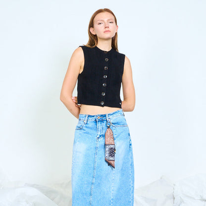 Textured button-front knit vest wholesale