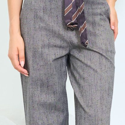 Textured high-waisted wide-leg trousers with belt loops wholesale