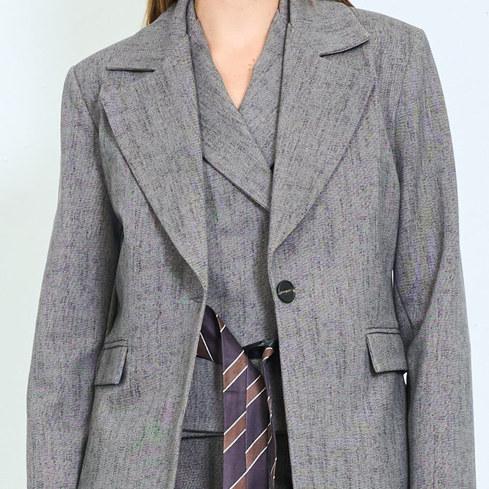 Textured sculpted blazer with statement lapels wholesale
