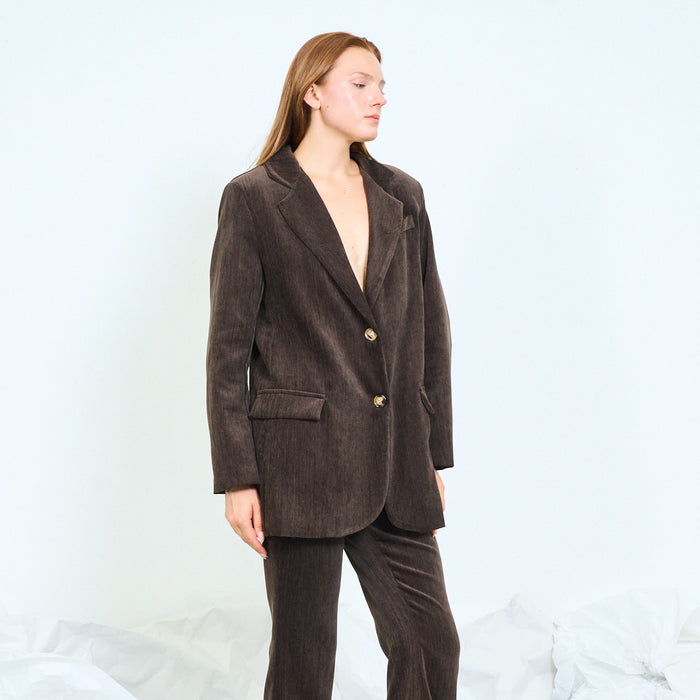 Textured single-breasted blazer with flap pockets wholesale