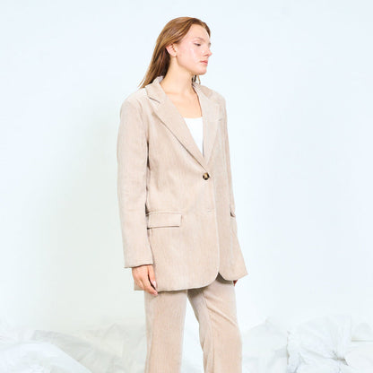 Textured single-breasted blazer with flap pockets wholesale