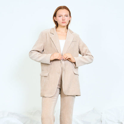 Textured single-breasted blazer with flap pockets wholesale