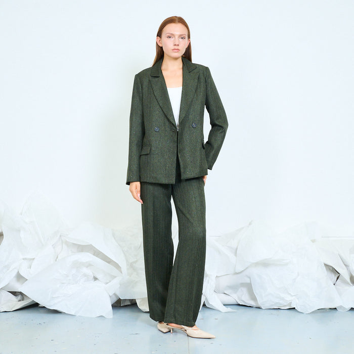 Textured wide-leg tailored trousers with elasticated waistband wholesale