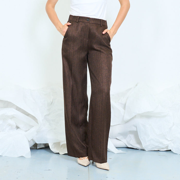 Textured wide-leg tailored trousers with elasticated waistband wholesale