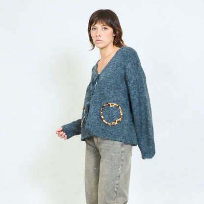 Tie-front leopard pocket cardigan wholesale