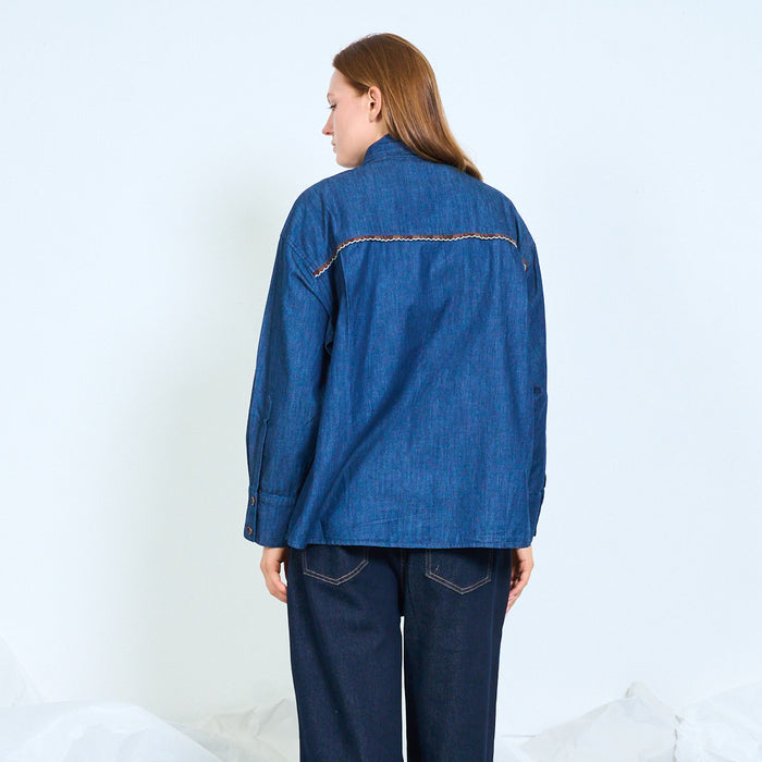 Tie neck chambray shirt wholesale