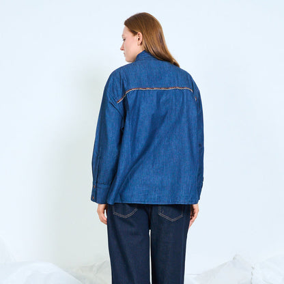 Tie neck chambray shirt wholesale