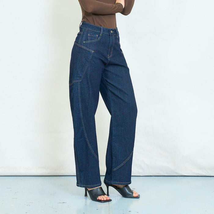 Utility panel barrel leg jeans wholesale