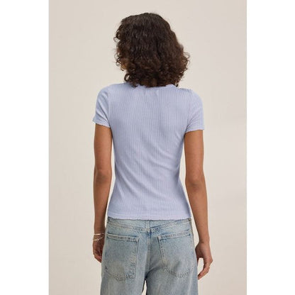 Velvet by Graham & Spencer Enati Pointelle Tee in Ceramic