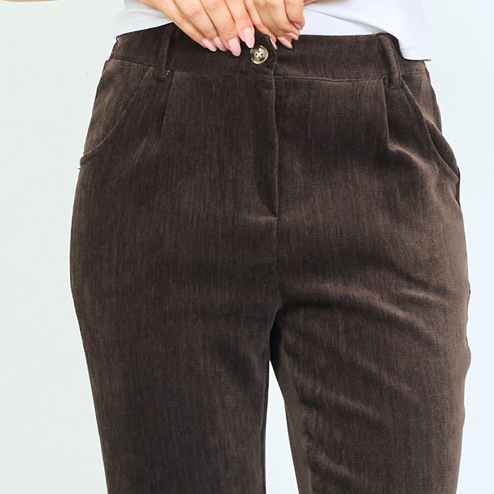 Velvet high-waist flared trousers wholesale
