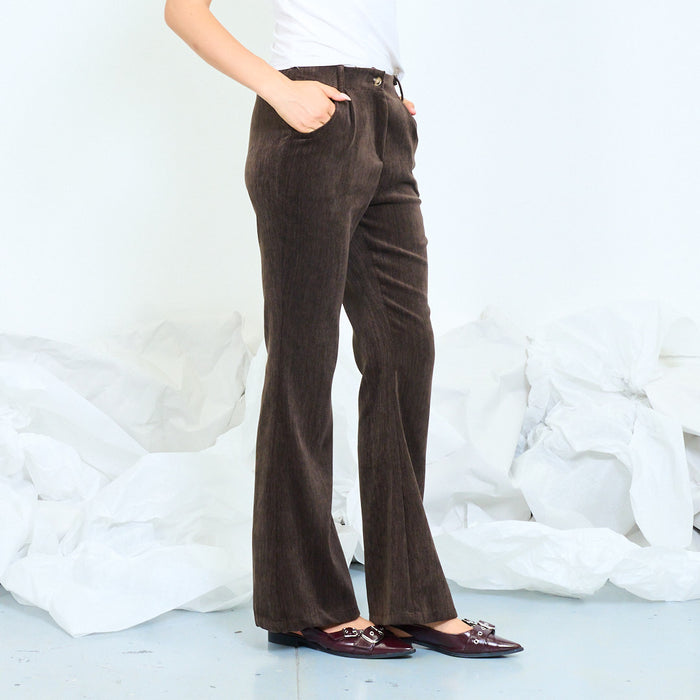 Velvet high-waist flared trousers wholesale