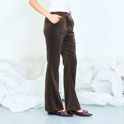 Velvet high-waist flared trousers wholesale