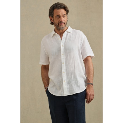 Velvetmen Troy Linen Shirt in White