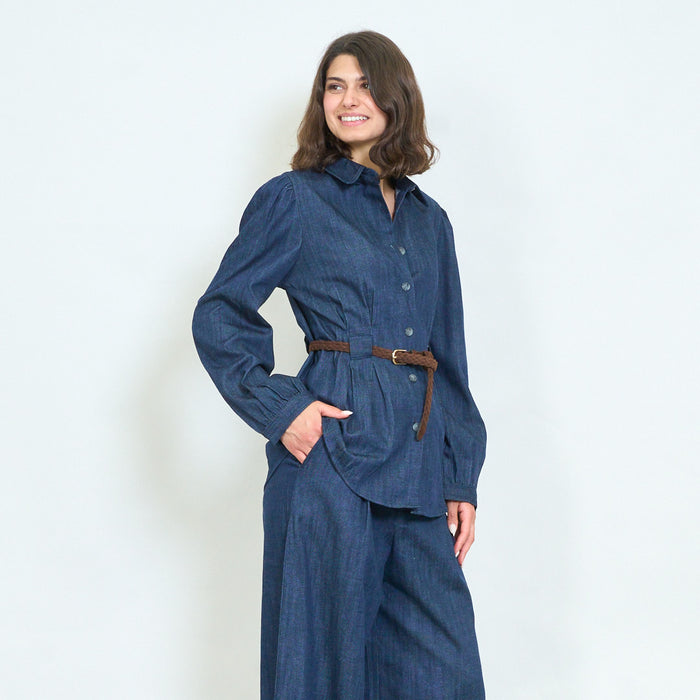 Waist cinched belted blouse wholesale