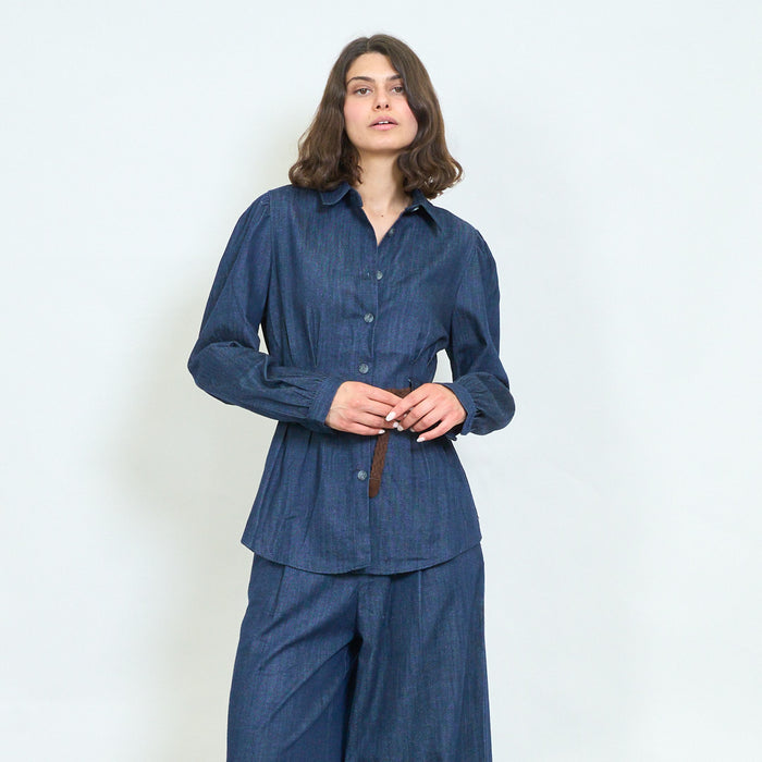 Waist cinched belted blouse wholesale