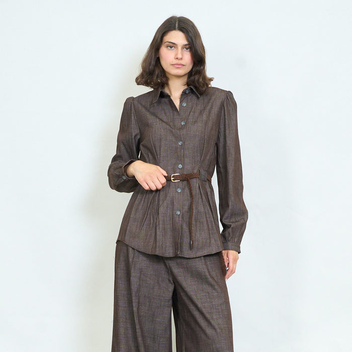 Waist cinched belted blouse wholesale