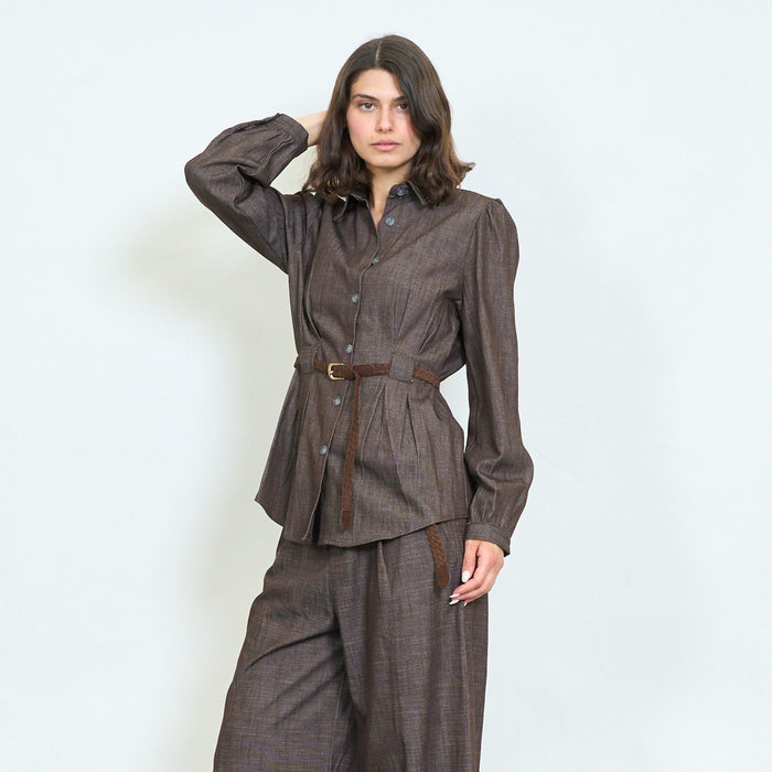 Waist cinched belted blouse wholesale