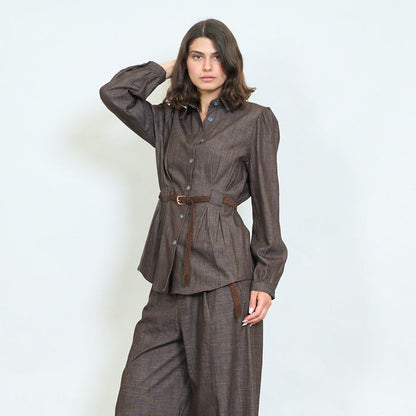 Waist cinched belted blouse wholesale
