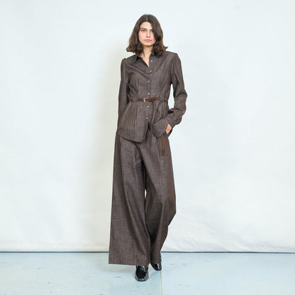 Waist cinched belted blouse wholesale