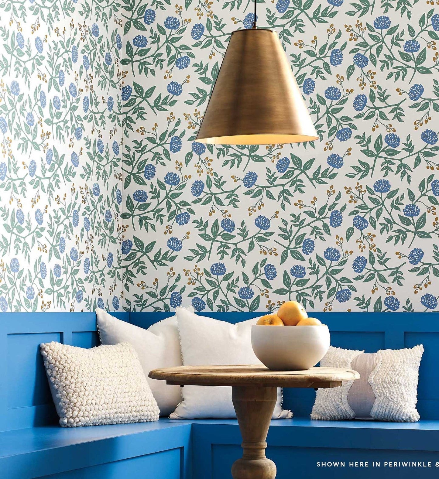 Peonies Wallpaper - Periwinkle & Sage