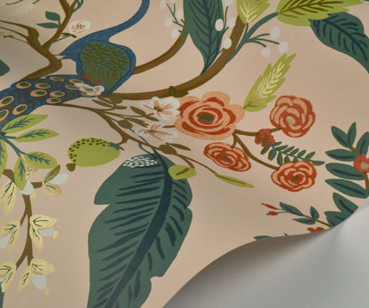 Peacock Wallpaper Sample - Blush