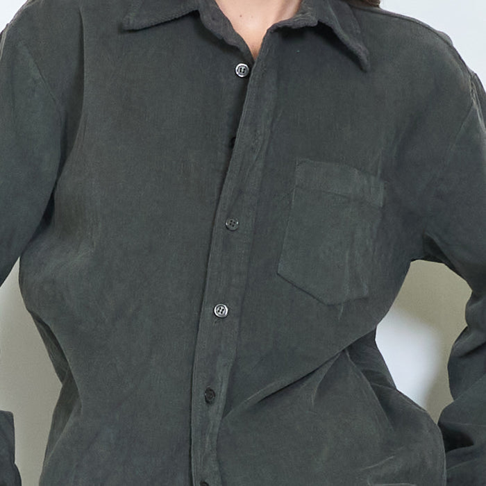 Washed cotton relaxed shirt with chest pocket wholesale