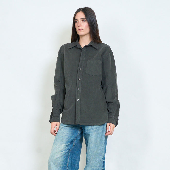 Washed cotton relaxed shirt with chest pocket wholesale