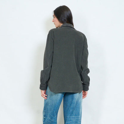 Washed cotton relaxed shirt with chest pocket wholesale