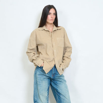 Washed cotton relaxed shirt with chest pocket wholesale