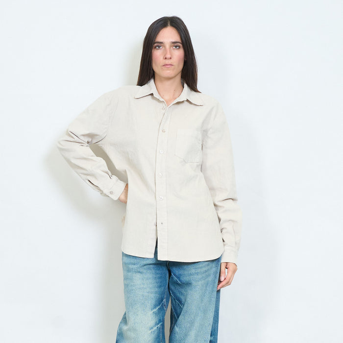 Washed cotton relaxed shirt with chest pocket wholesale