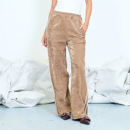 Washed linen-blend straight-leg trousers with side stripes wholesale